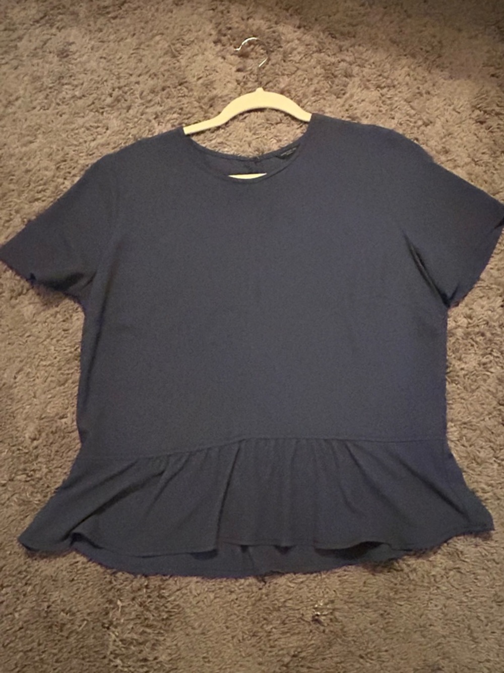 Ann Taylor Navy Short-Sleeve Peplum Top
